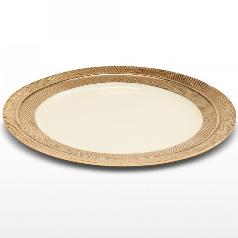 Feather Plates Gold/Oyster - In Stock