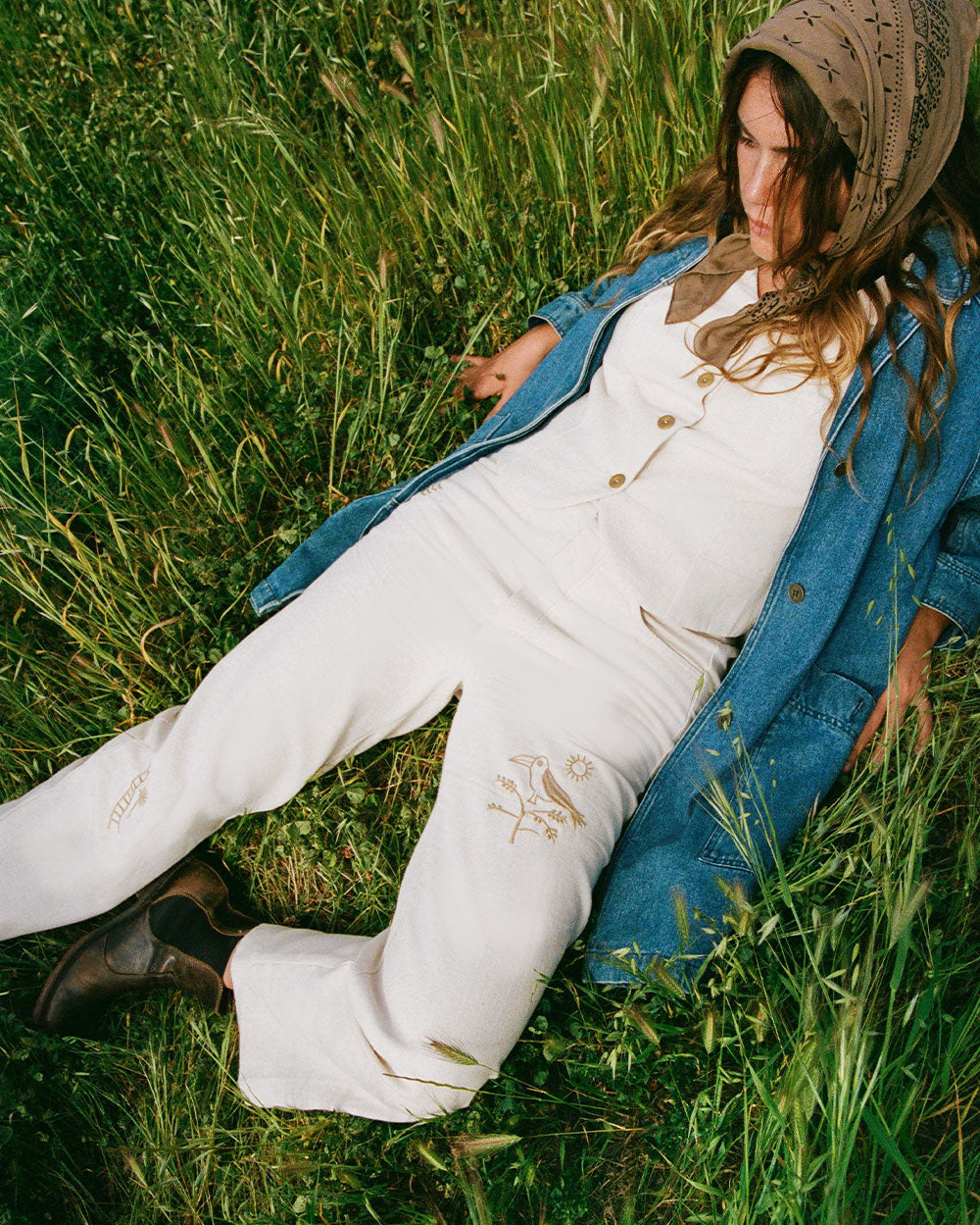 Ave del Rio | Hand-Embroidered Pants in Cotton