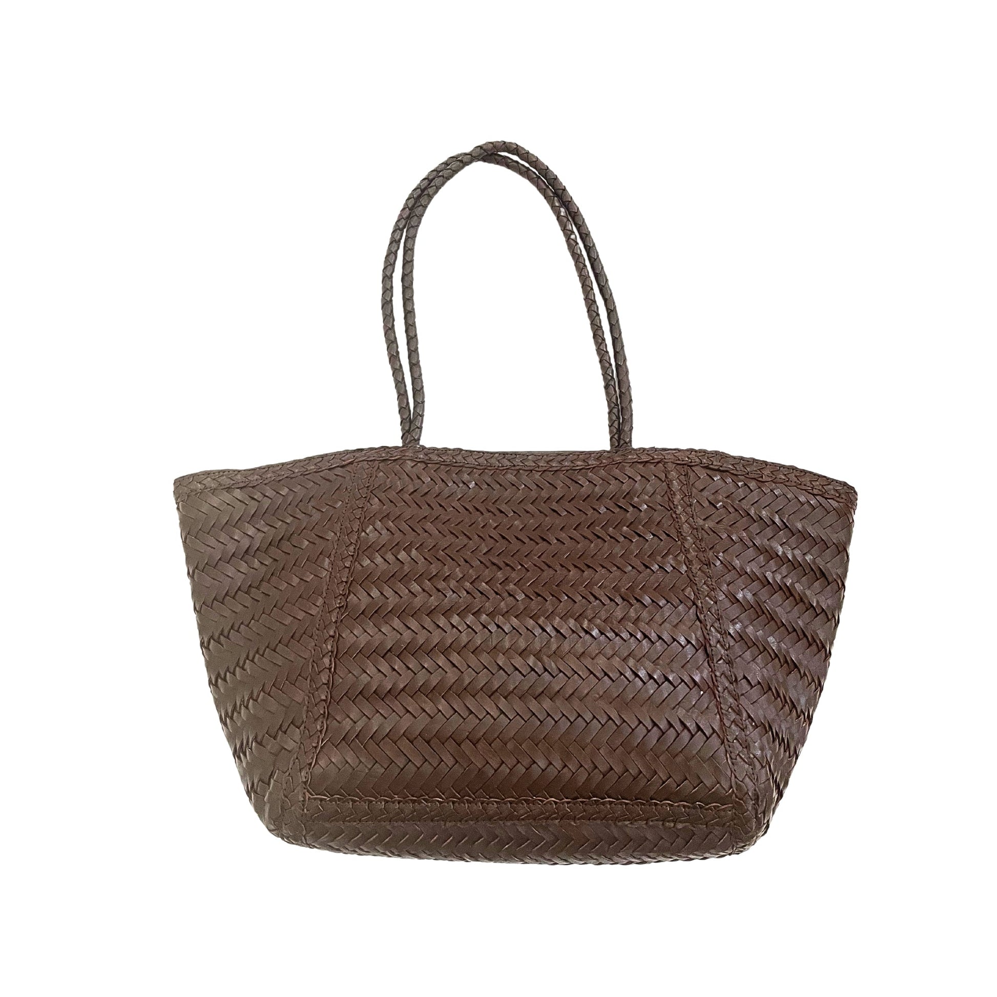 Phoebe Handwoven Leather Tote in Brown