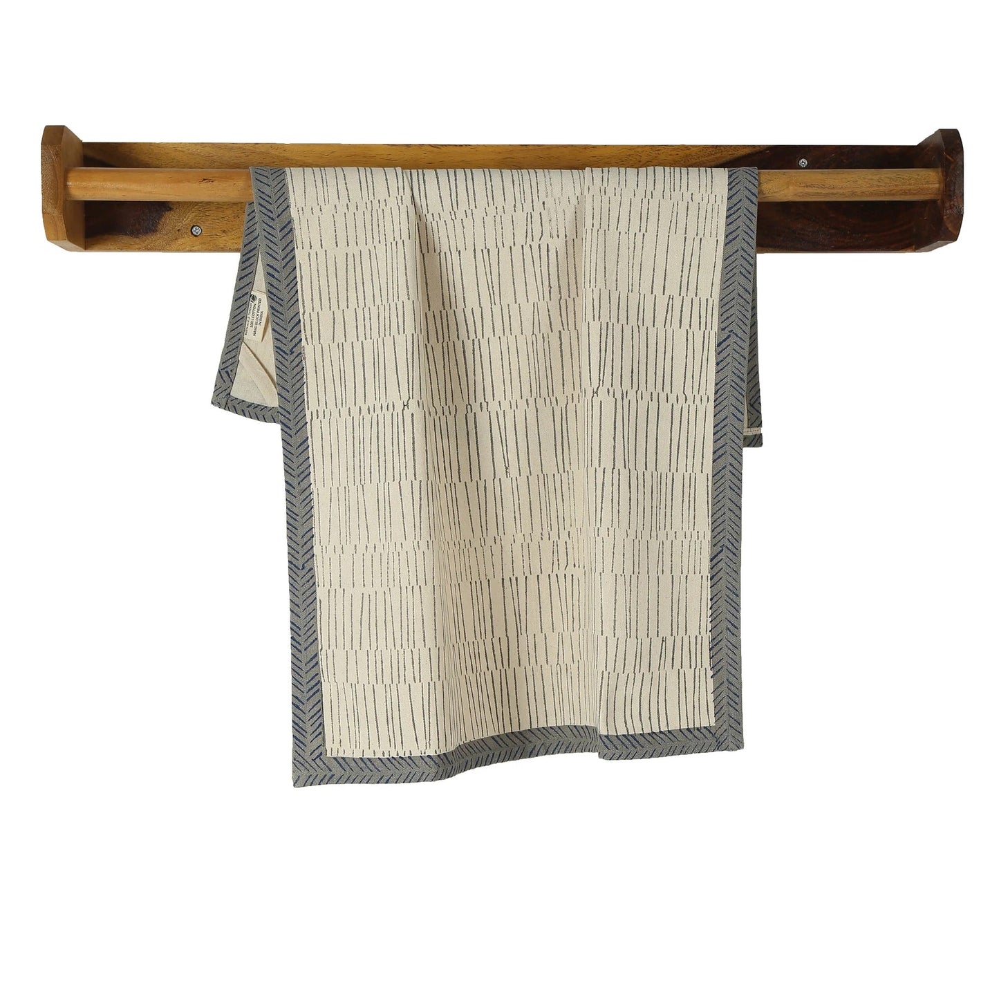 TEA BREAK – Set of 2 Hand Block Printed Kitchen Towels – Kora Cotton – Fair Trade – Artisan Made