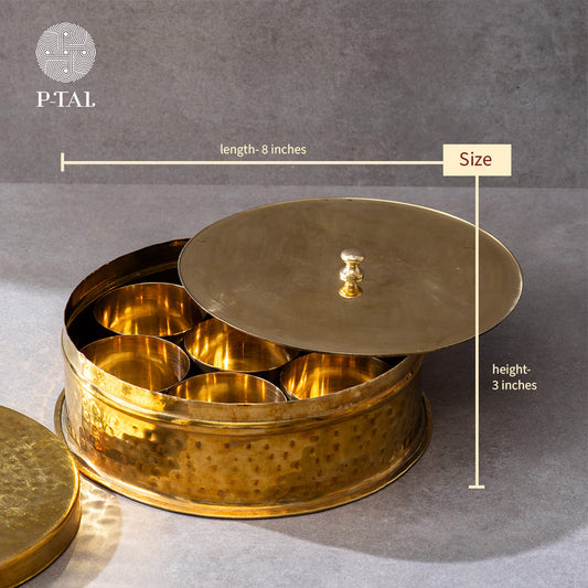 Brass Masala Daani / Spice Box in Gift Box