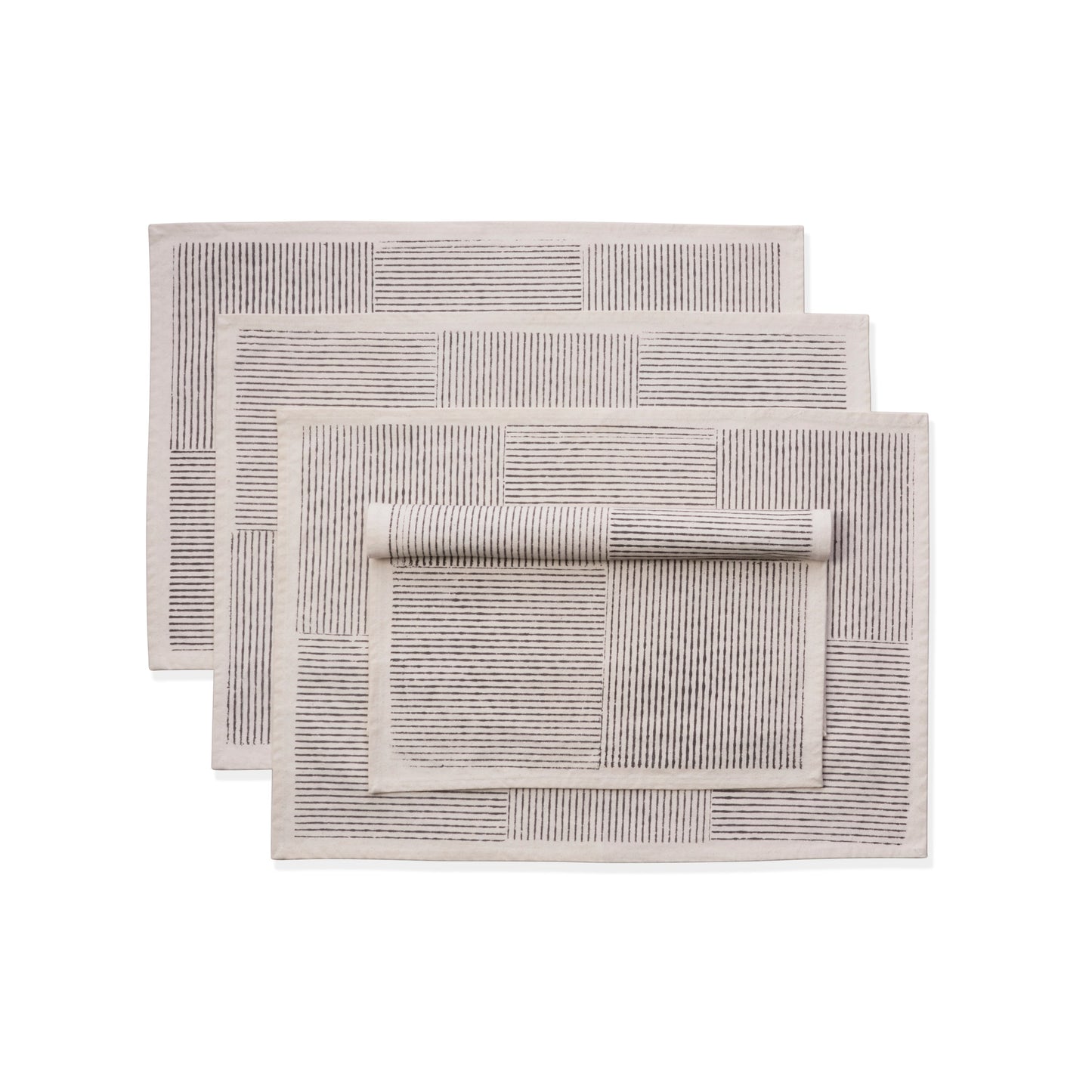 VILLA Table Runner and Placemat (Set of Four). Hand Block Printed - Cotton - Fair Trade - Artisan Made