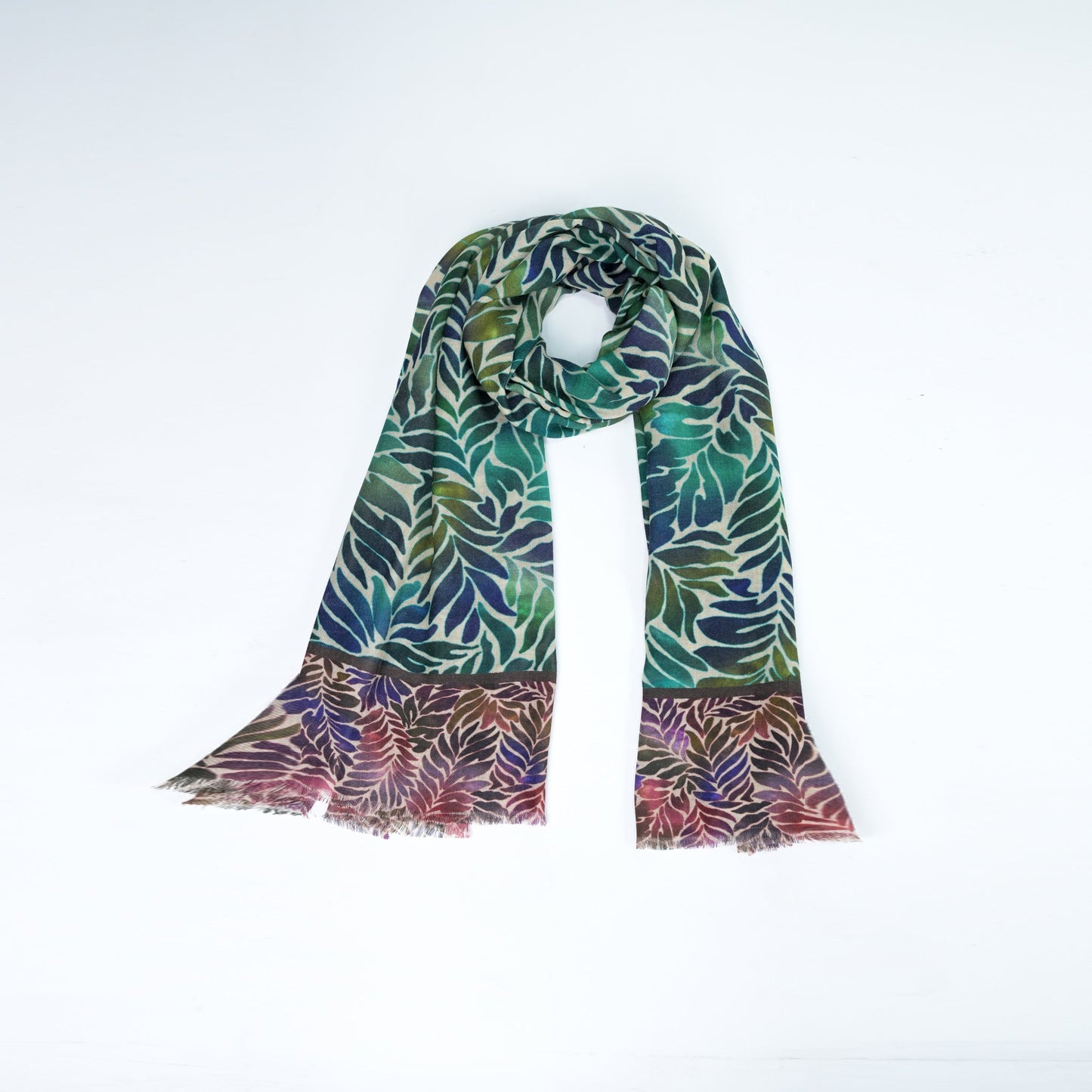 Fern Wool Twill Scarf - Blue Green