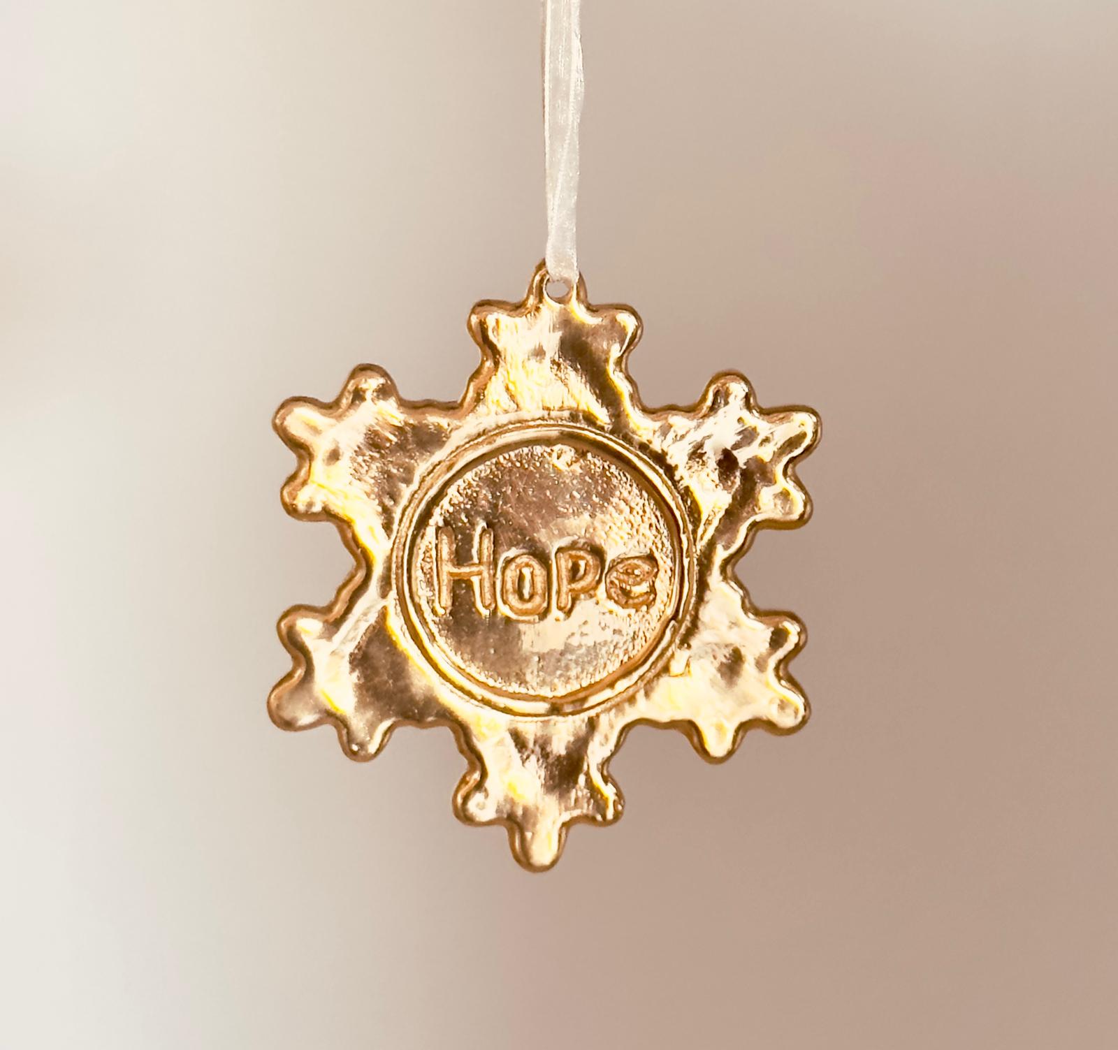 Ornament Gold Snowflake Hope