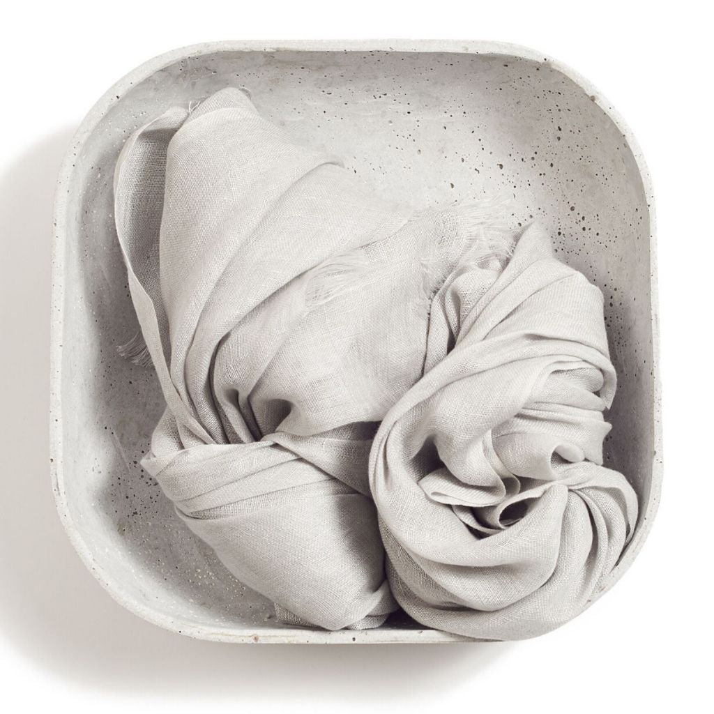 Pebble Gray Hand Woven Linen Scarf