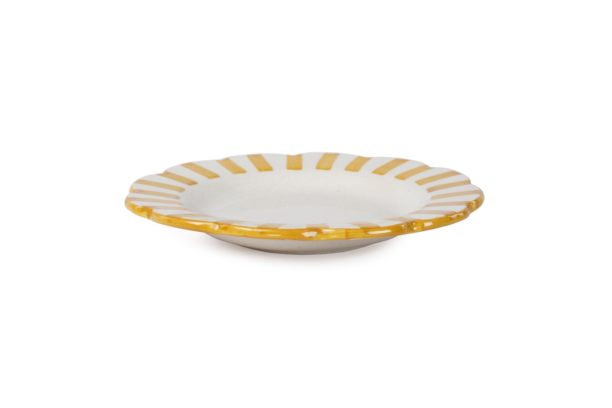 Ceramic stripe Salad Plate, Yellow- 8.25x 8.25 x 1.25 Inches ( Set of 2 )