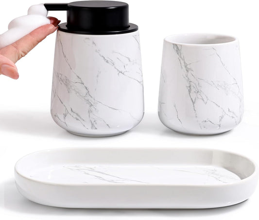 Marble 3-Piece Bathroom Set Sustainable Ceramic