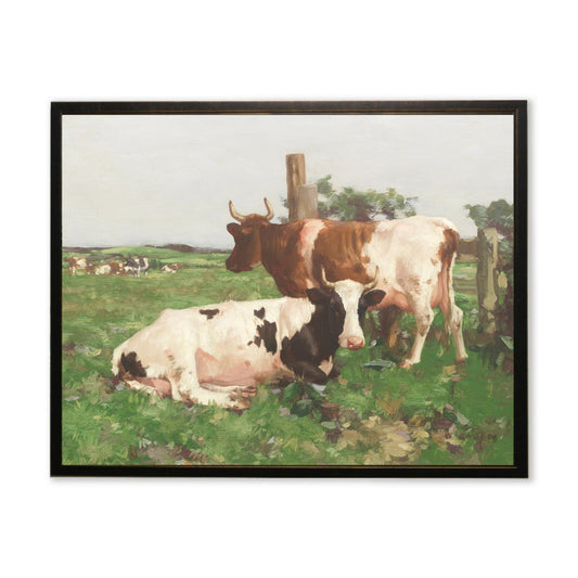 Cows in Pasture Scene in Copper and Black frame