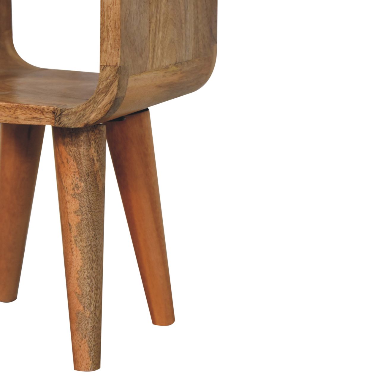 Solid Wood Extra Mini Minimalist Open Curved Oak-ish Bedside Table