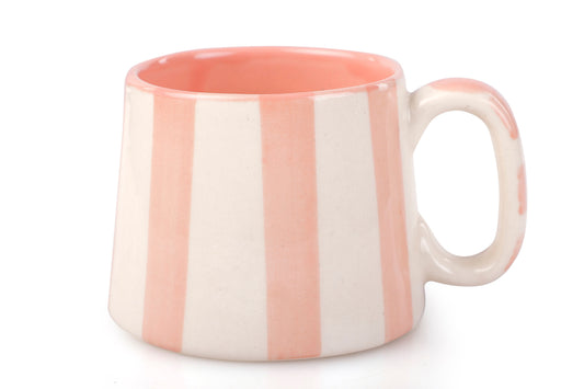 Ceramic Pink Stripe  Coffee cup- 220ml - 3.5 x 2.5 Inches (Set of 4)