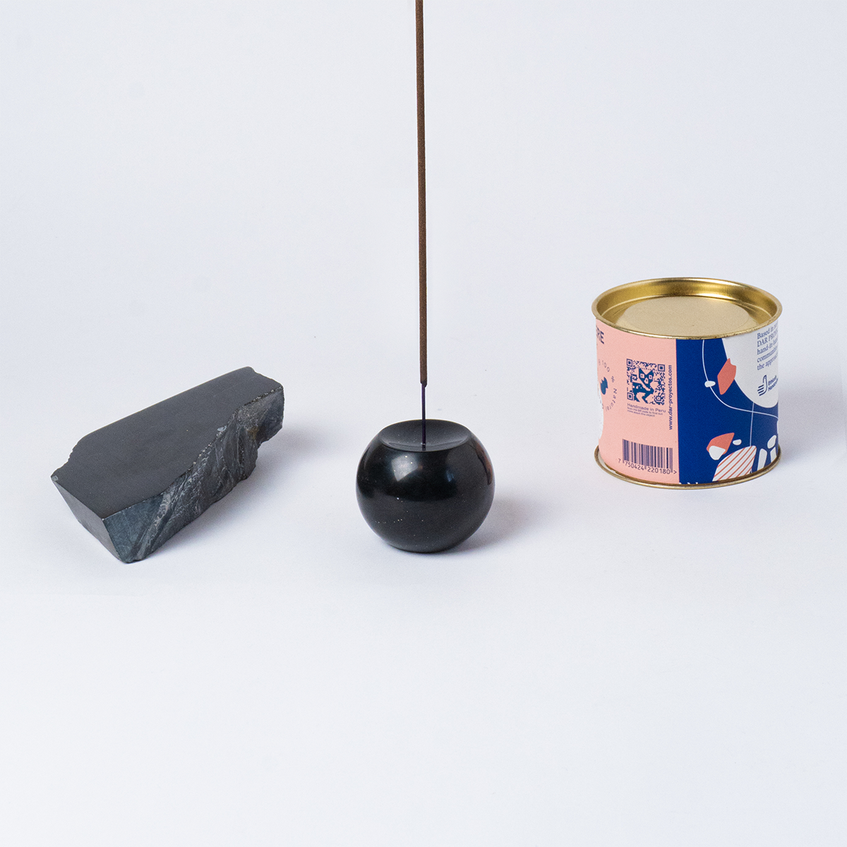 Gemstone sphere incense holder Serpentine green