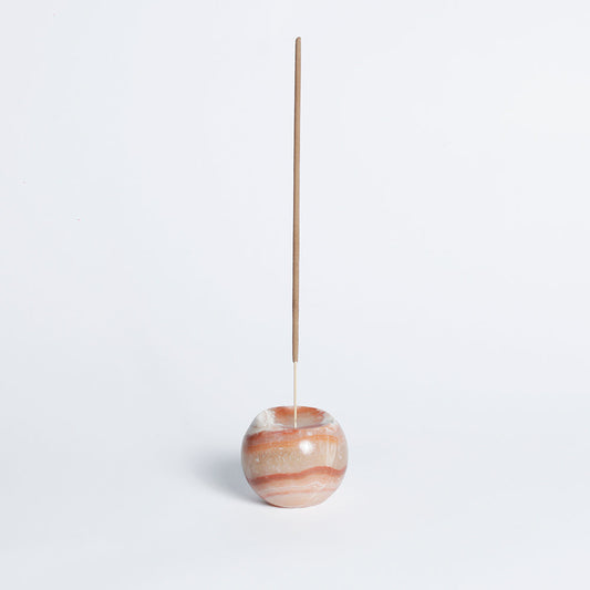 Gemstone sphere incense holder Crema Onyx