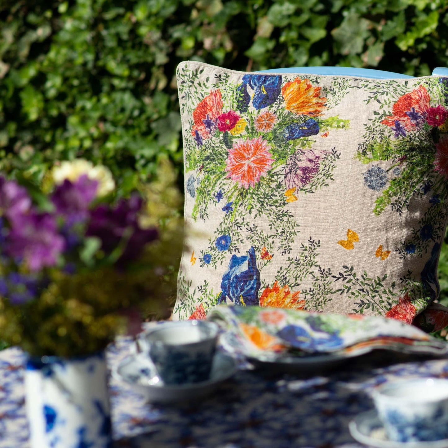 Organic Linen Pillow Cover in Dramatic Iris