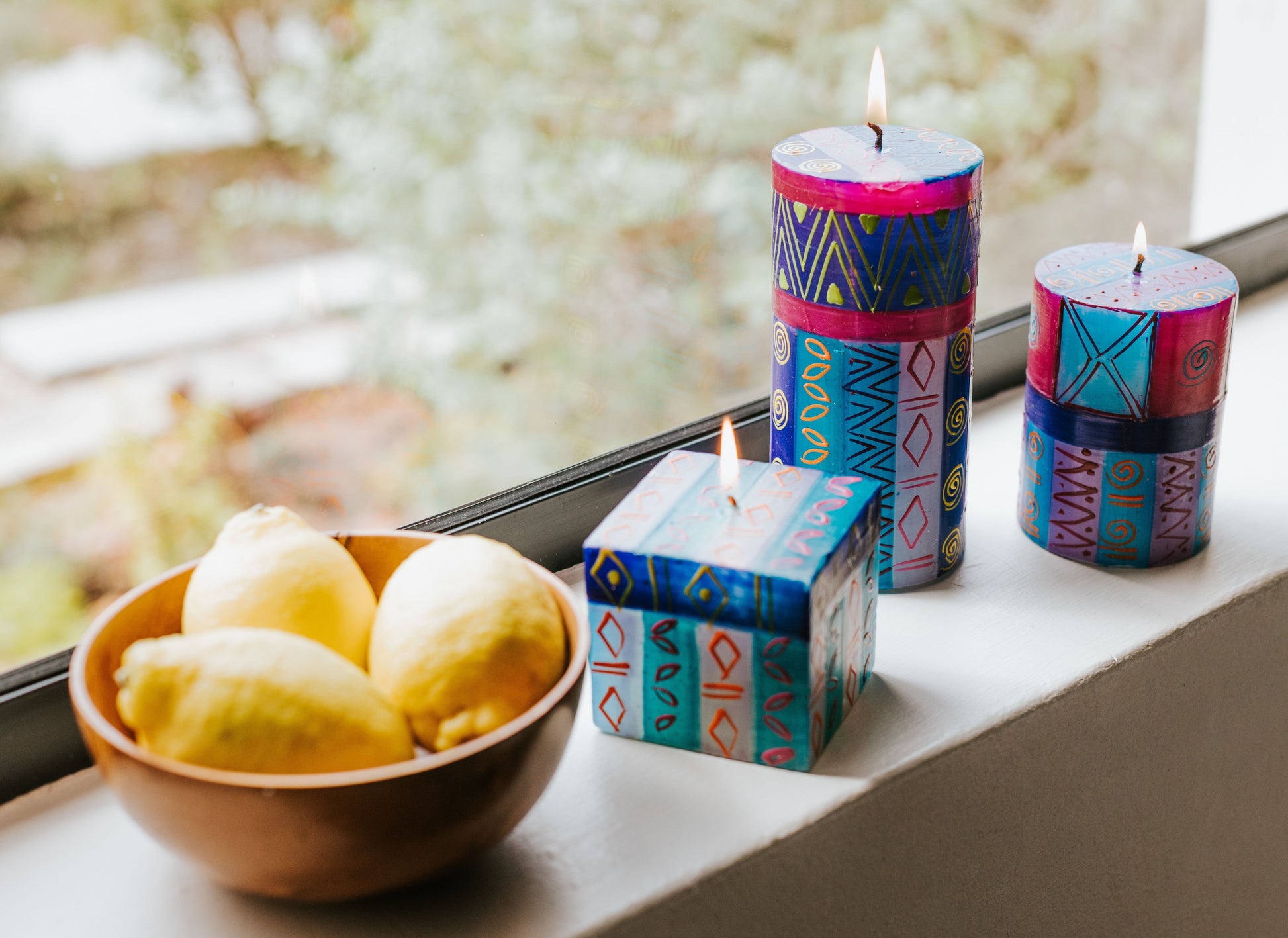 Blue Moon Painted Candles