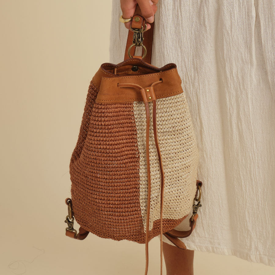 Transito Woven Mini Backpack | Orange-White