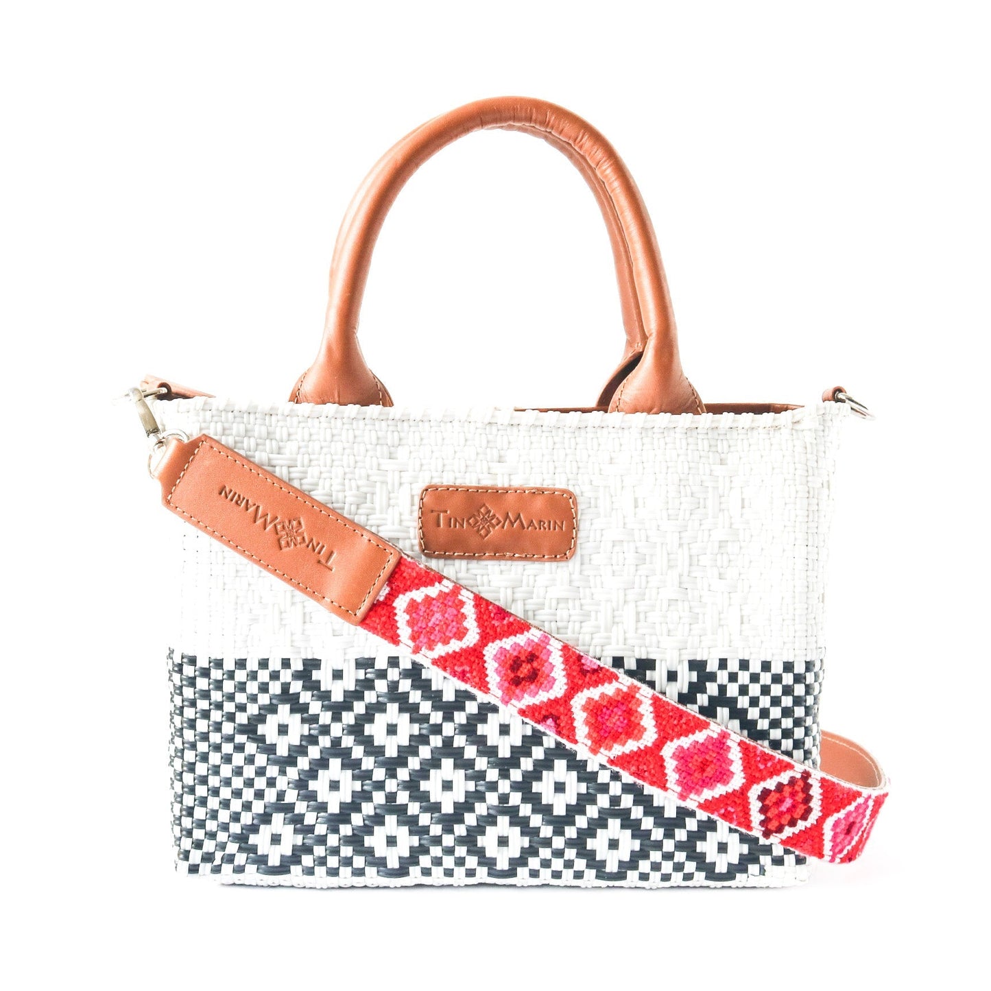 Tin Marin White Small Woven Crossbody Bag