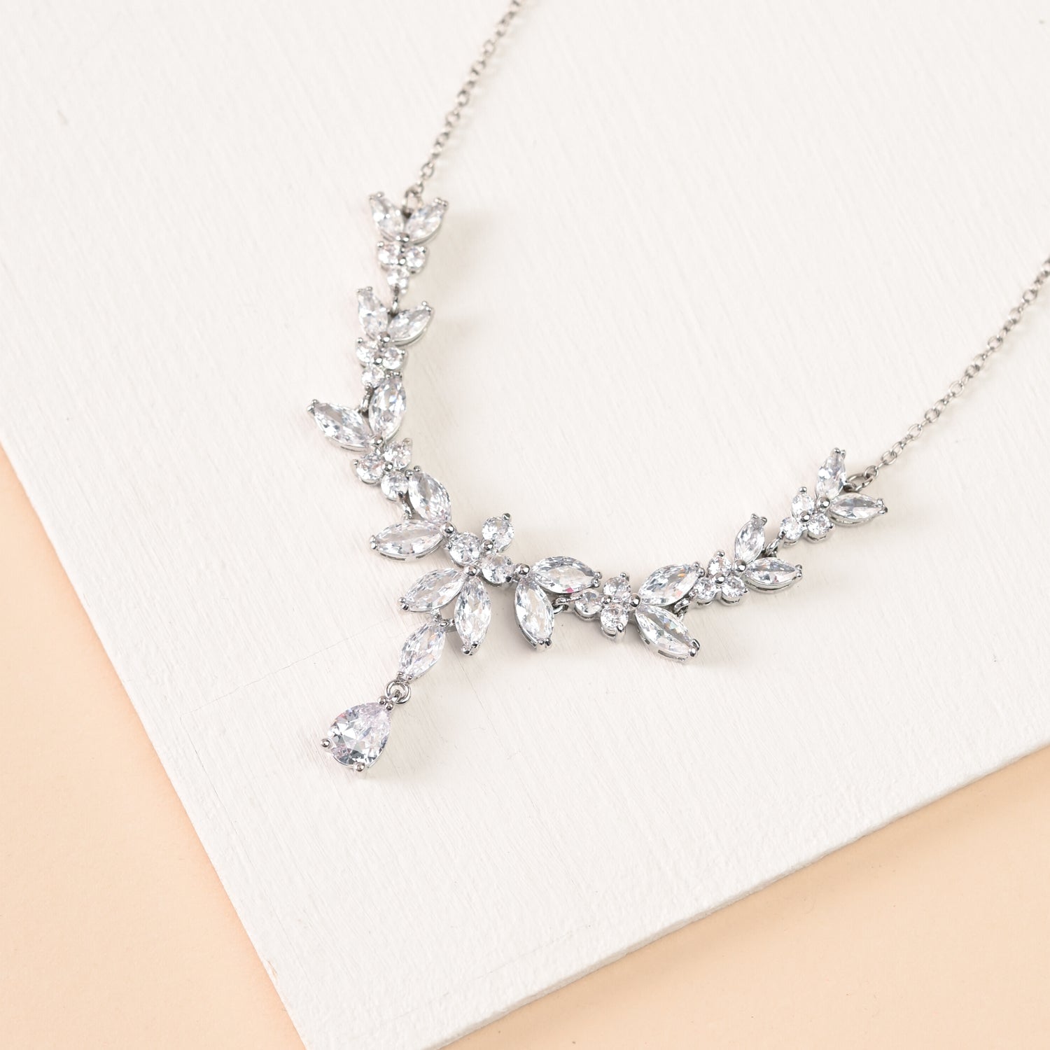 Platinum Chandelier Zircon Necklace
