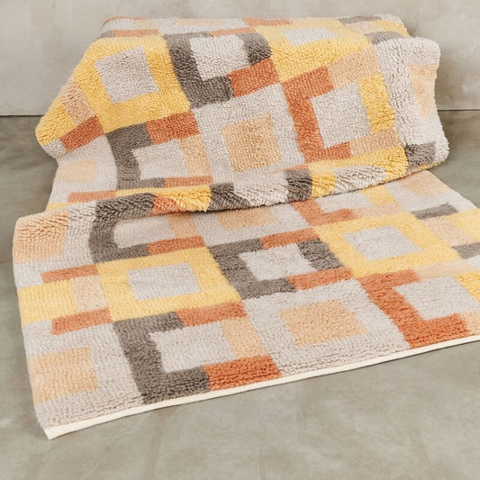 Shale Geometric Pattern Plush New Zealand Merino Hand-Knotted Rug In Warm Hues