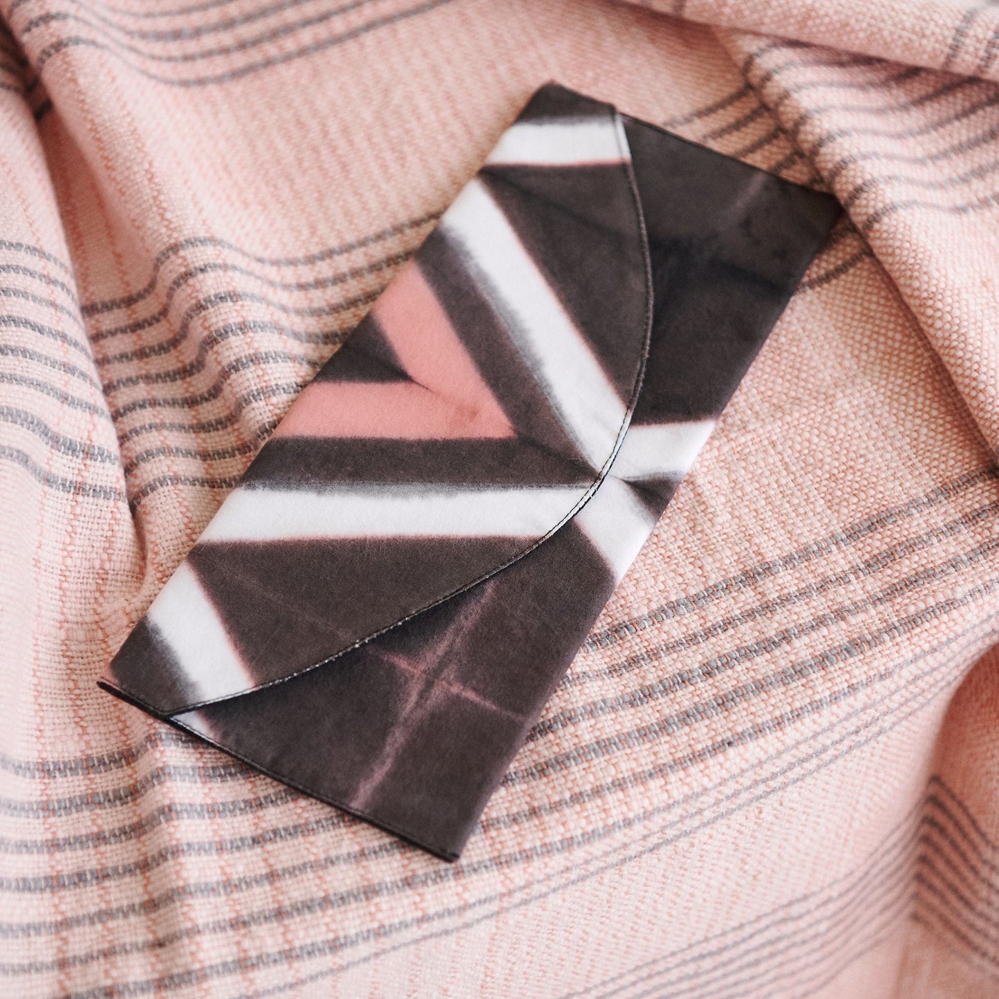 Tisa Black Pink Cotton Shibori Hand Crafted Zero Waste Pouch