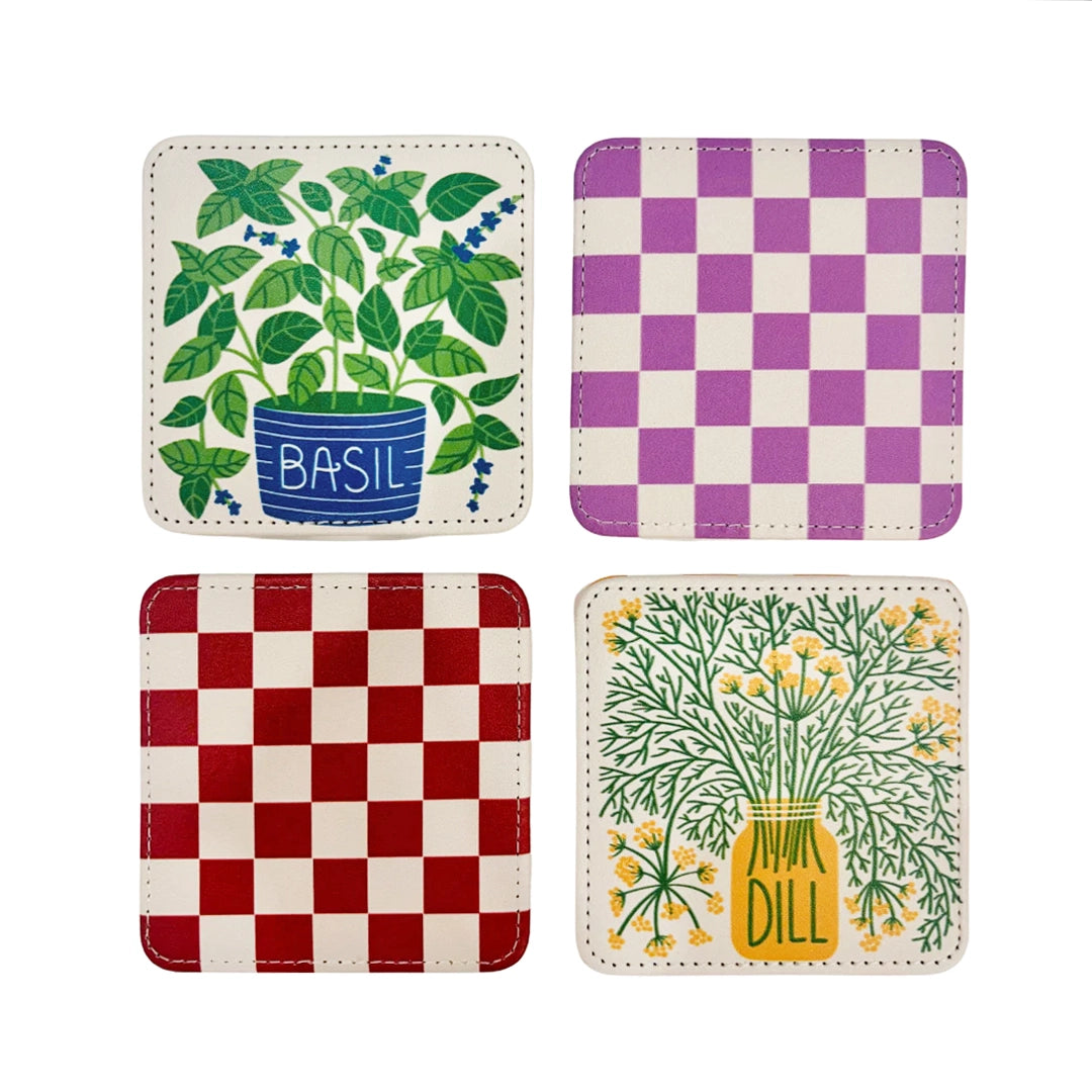 Homegrown Herbs Coasters, Set of 4