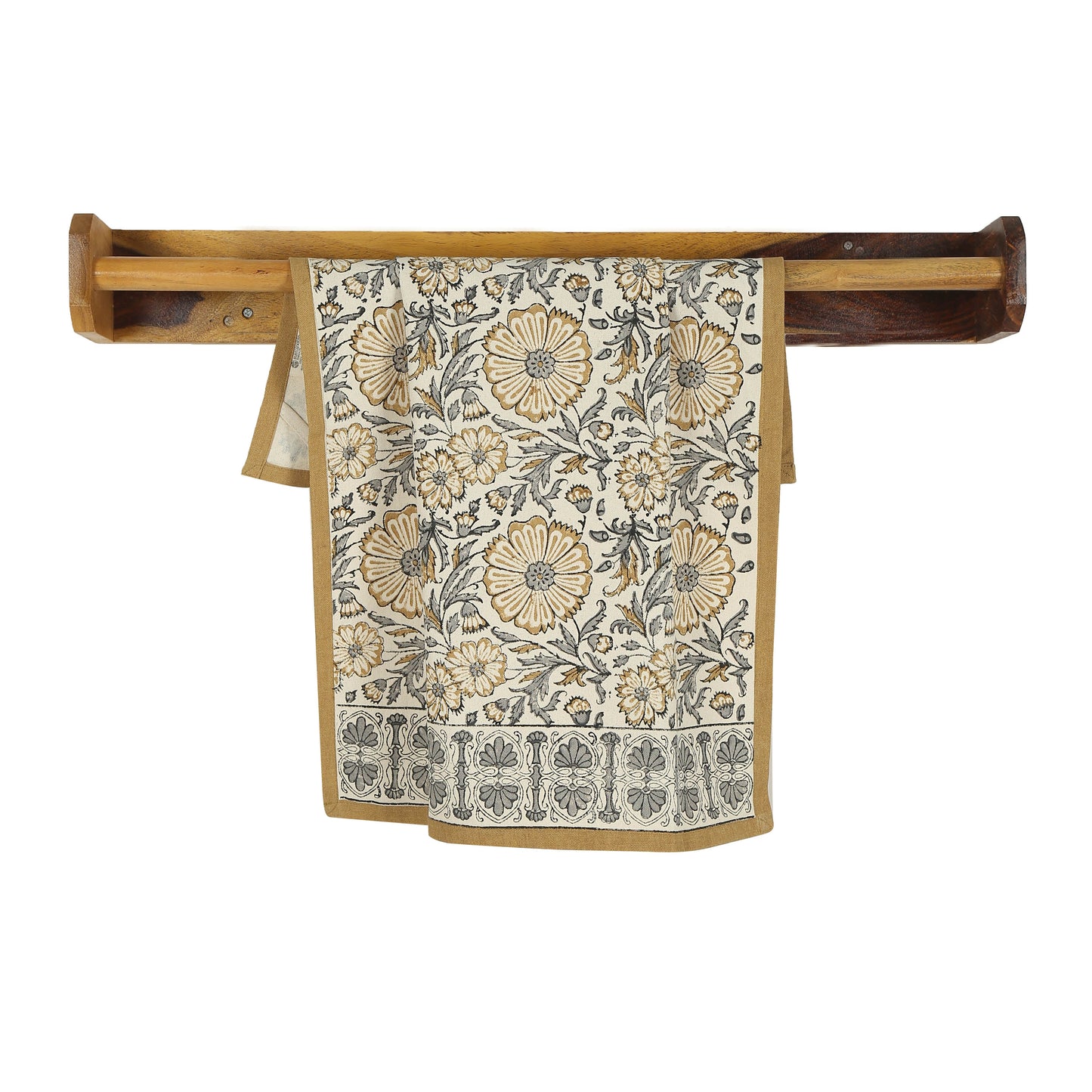 Bloom River - Set of 2. Hand Block Printed Kitchen Towels - Cotton - Fair Trade - Artisan Made