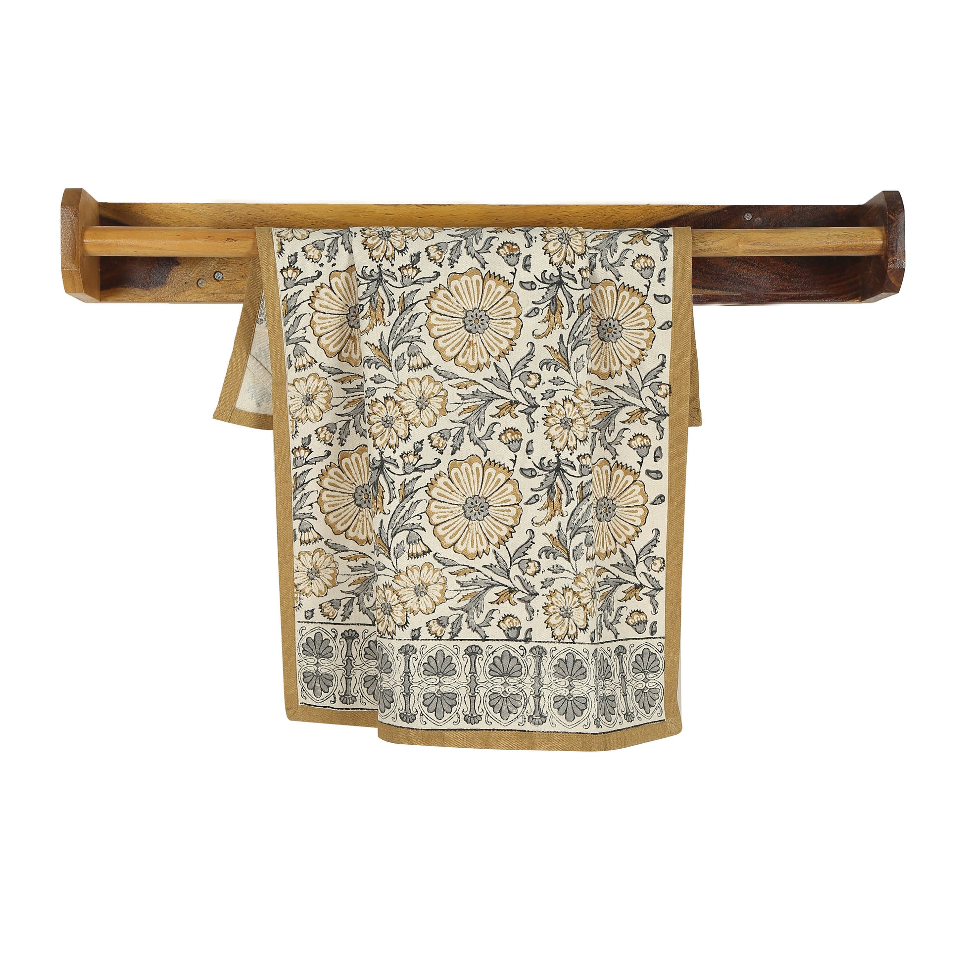 Bloom River - Set of 2. Hand Block Printed Kitchen Towels - Cotton - Fair Trade - Artisan Made