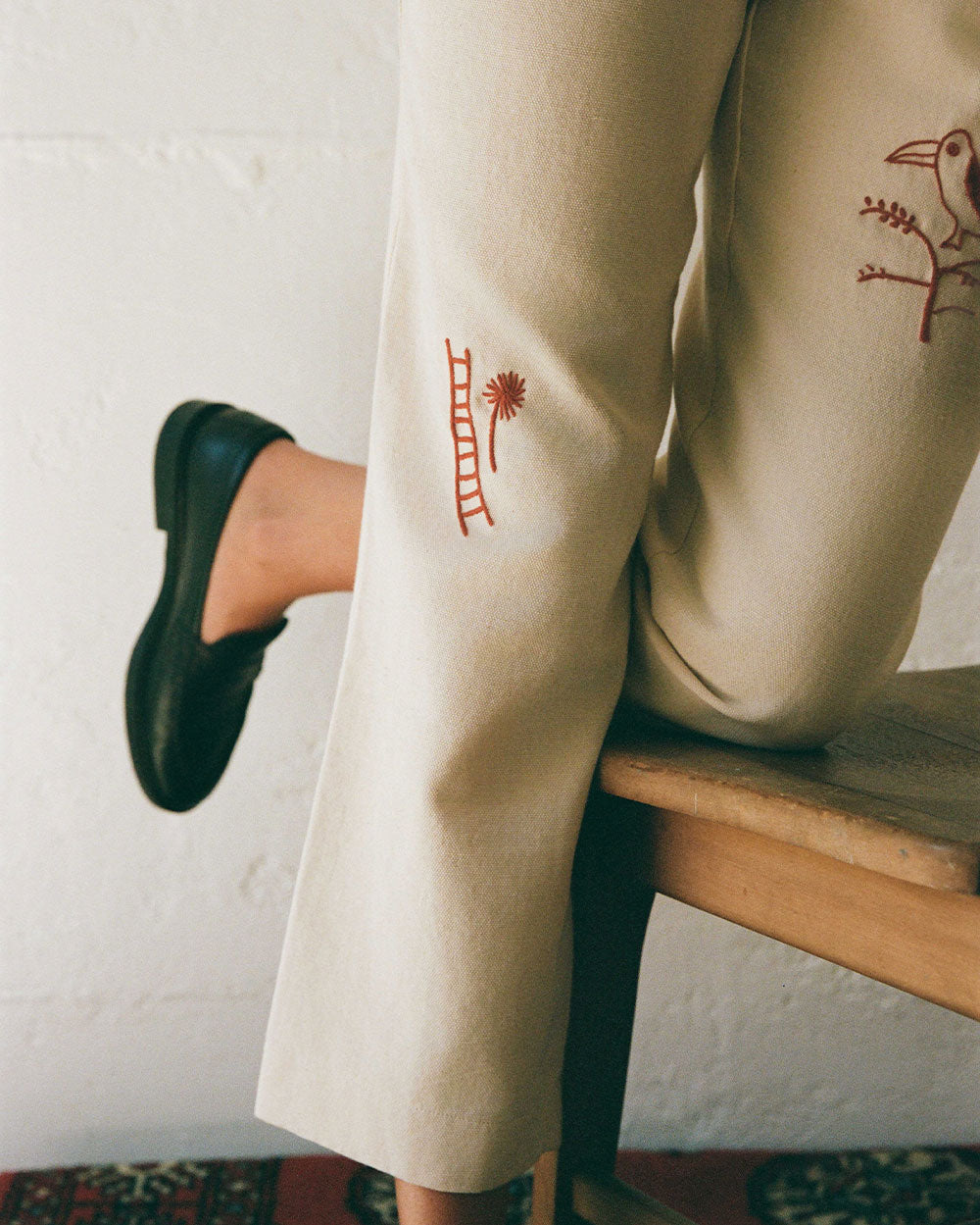 Ave del Rio | Hand-Embroidered Pants in Cotton