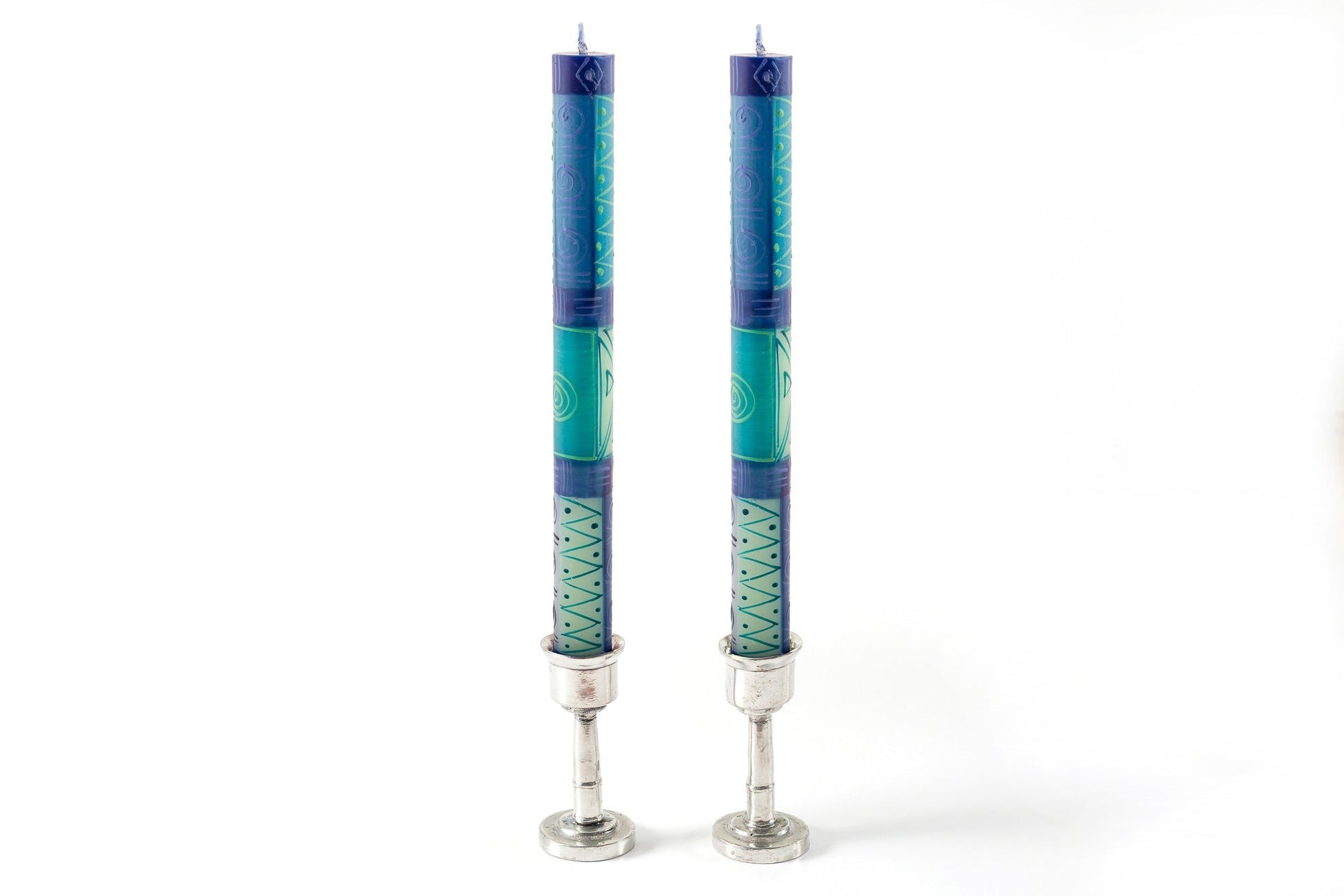 Blue & Green Painted Candles
