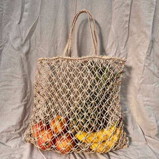 Isla Macramé Market Tote Bag, Natural