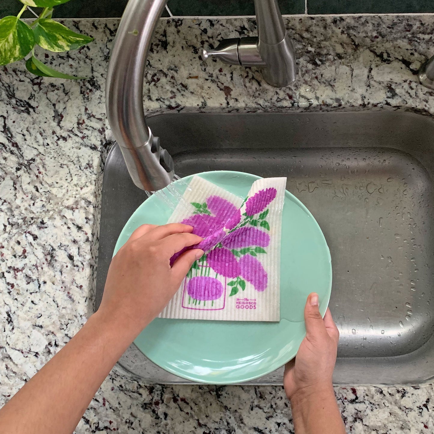 Lilacs Dish Towel + Sponge Cloth Gift Set