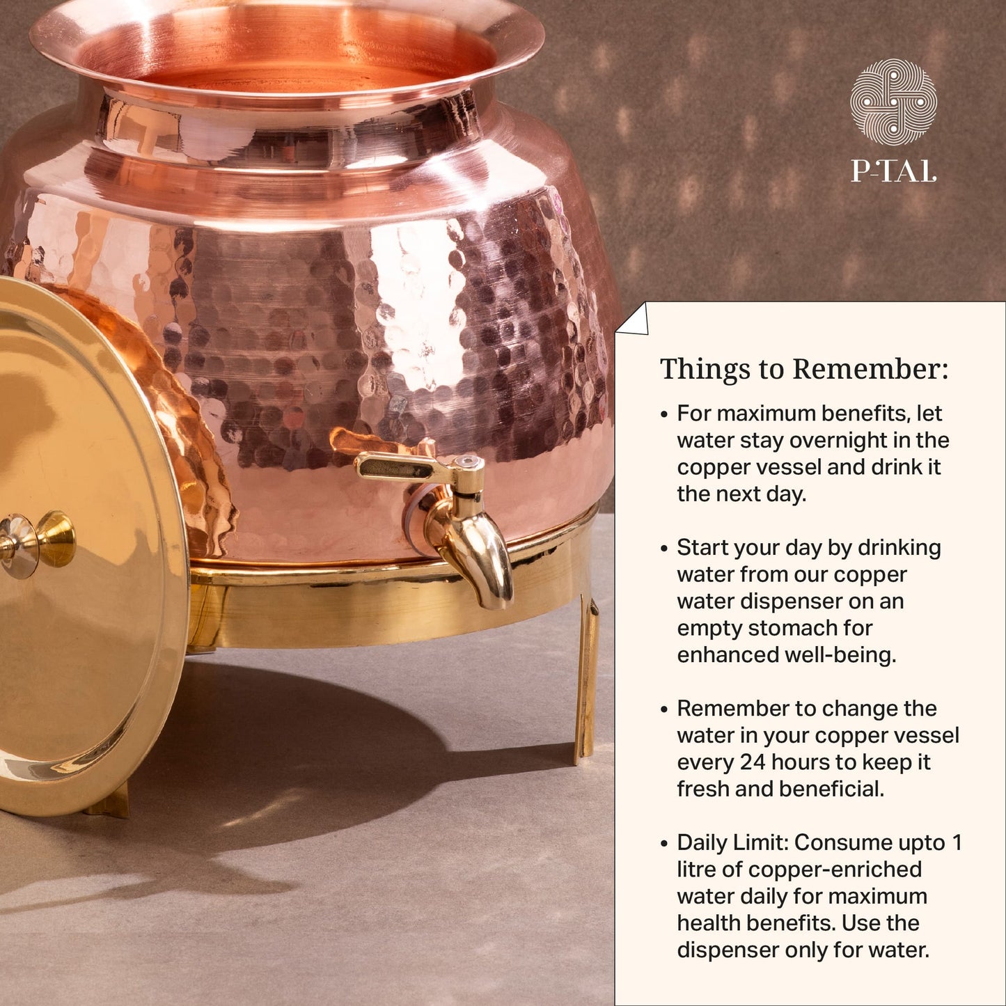 Copper water dispenser set