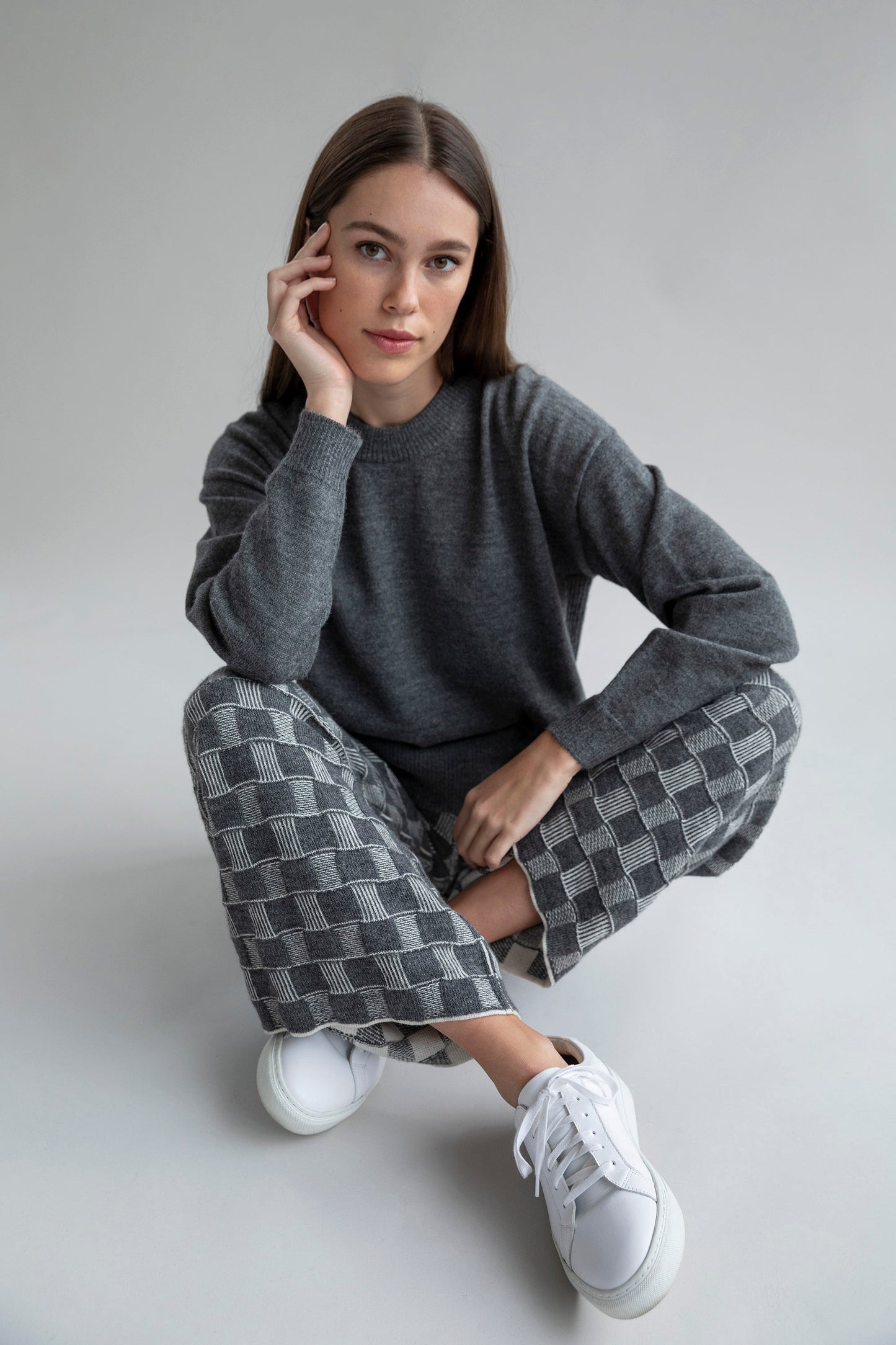 ZOE TROUSERS - GREY IVORY