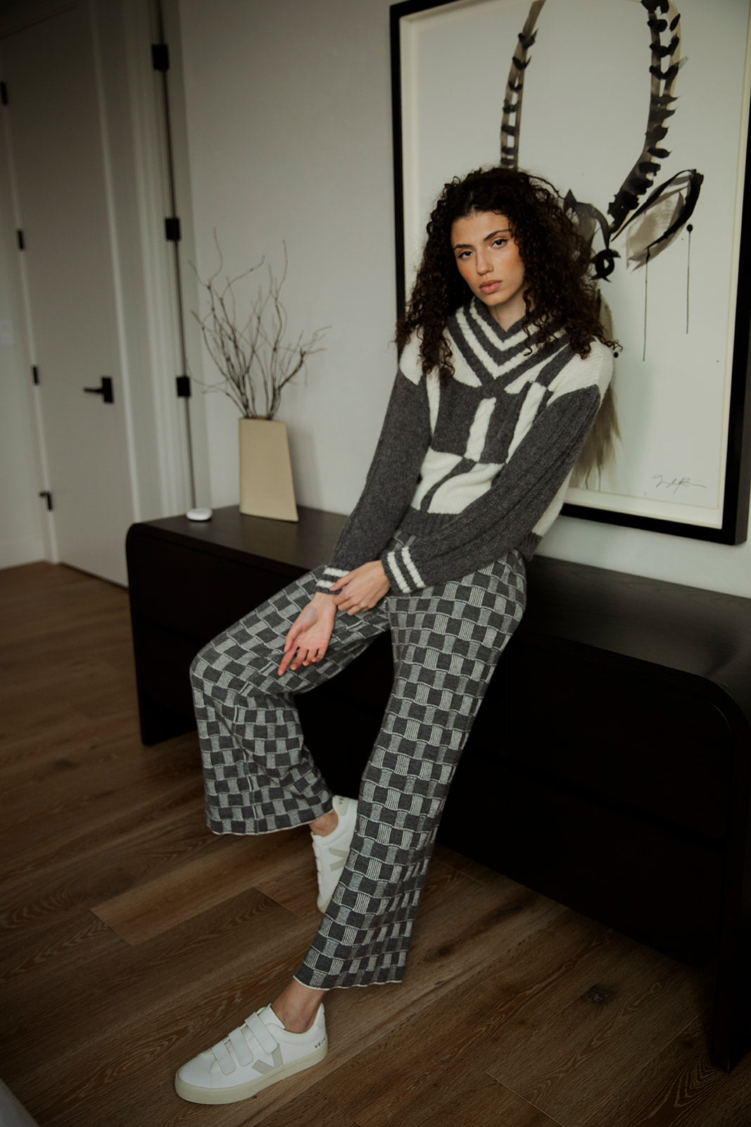 ZOE TROUSERS - GREY IVORY