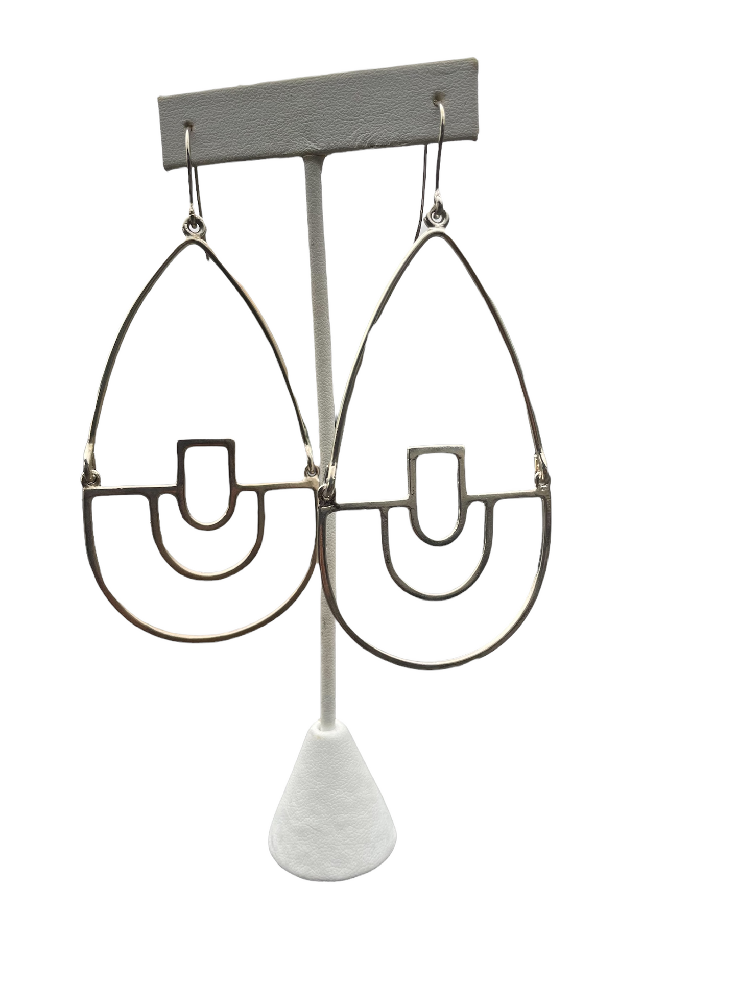 Sterling Geometric Chandelier Hoops Handmade -USA