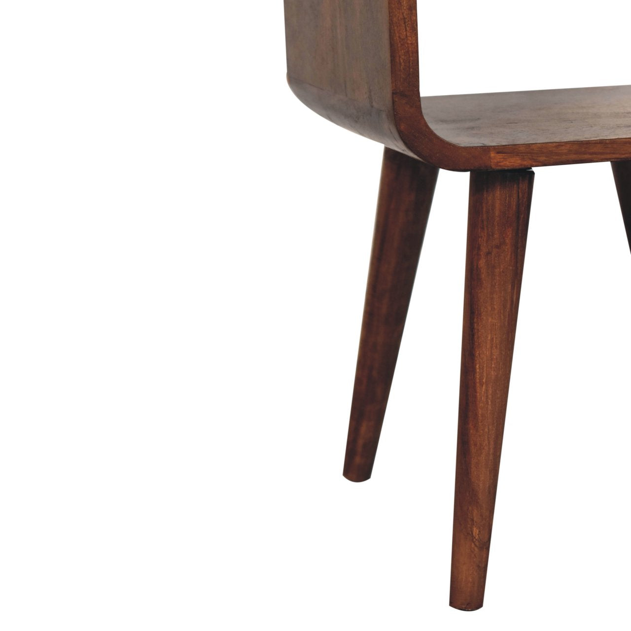 Solid Wood Mini Honey Caramel Curved Bedside Table