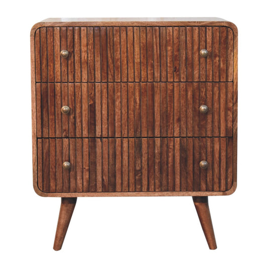 Solid Wood Honey Caramel T-Bar Ridged Chest