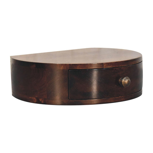 Solid Wood California Walnut Wall-Mounted Rounded Bedside Table