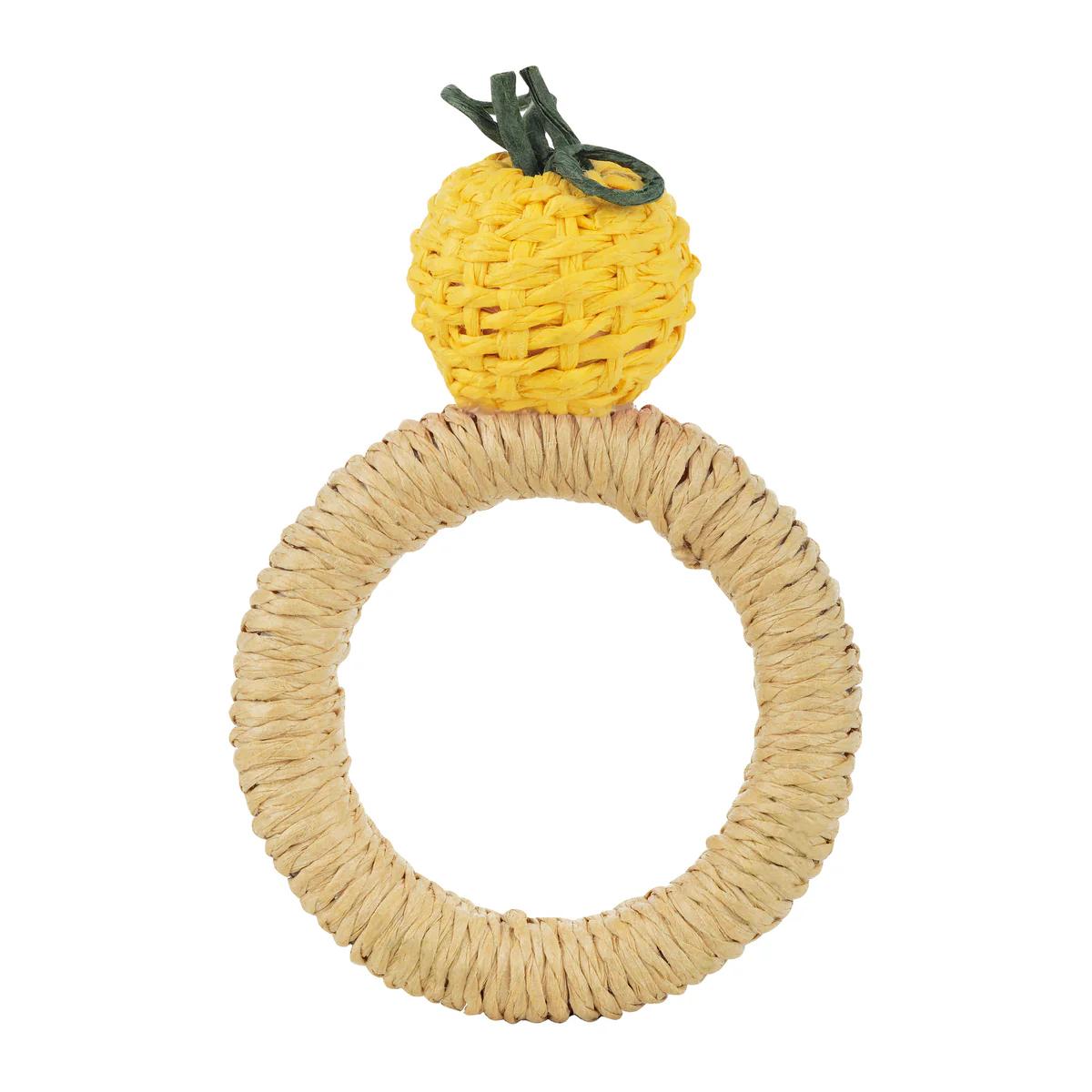 Handwoven Lemon Napkin Ring - Set of 4