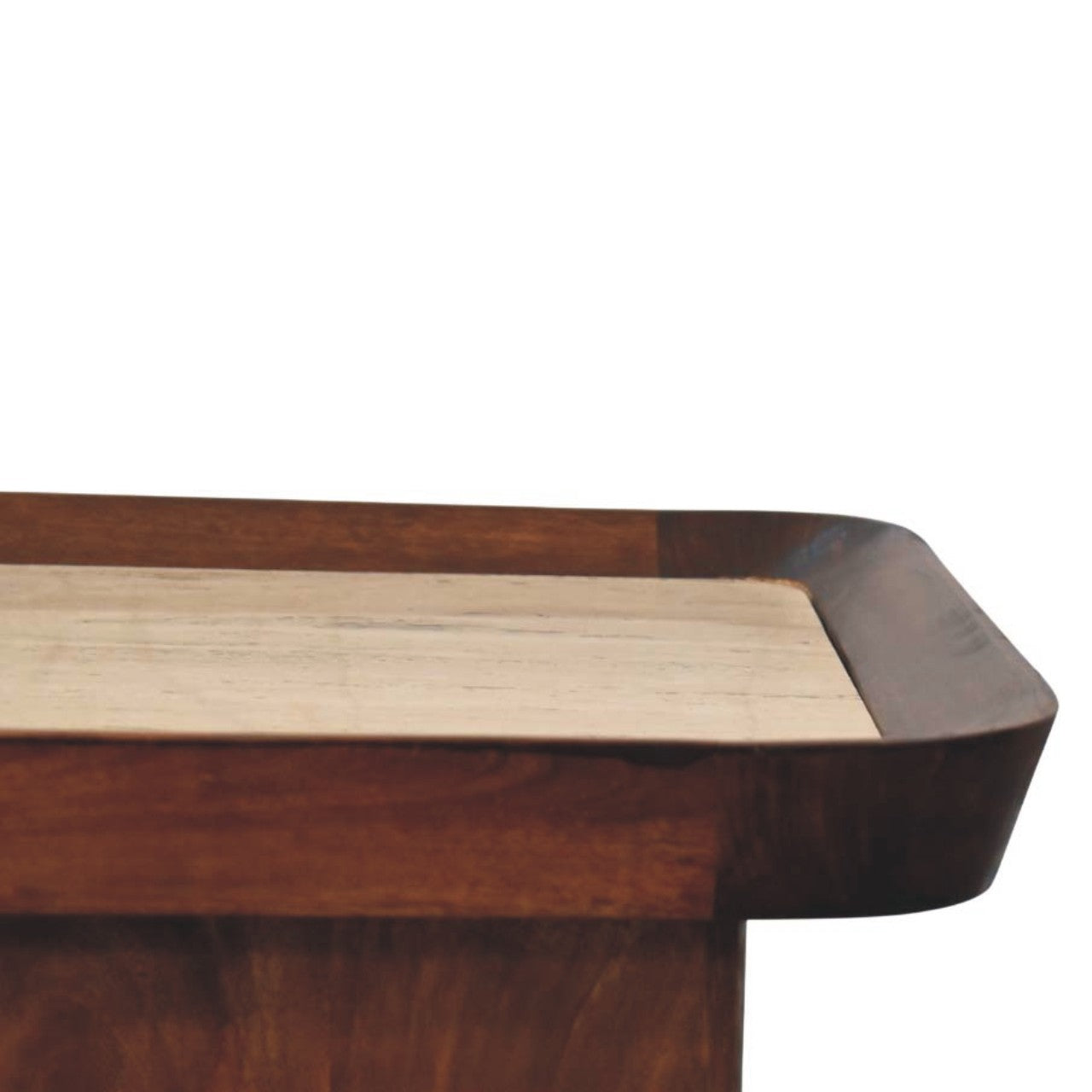 Solid Wood Travertine Top Tray Coffee Table