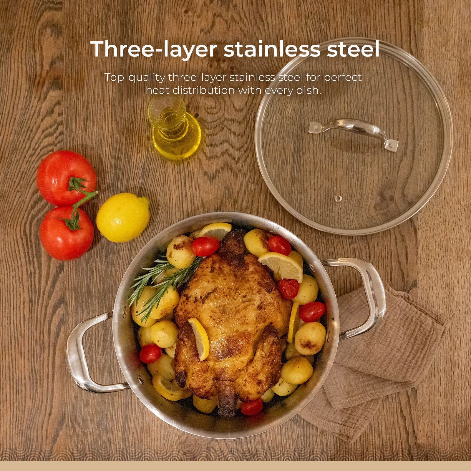 BE | LIVING CIRCLAD Series Casserole with Lid 5 qt / 8.5"/ 24 cm