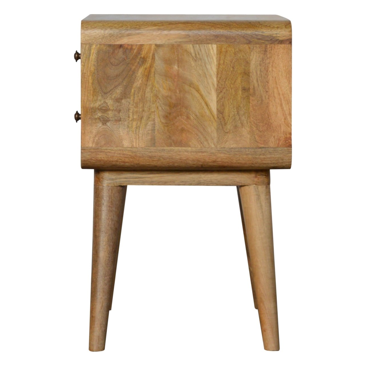 Solid Wood Curved Bedside, 2 Drawers