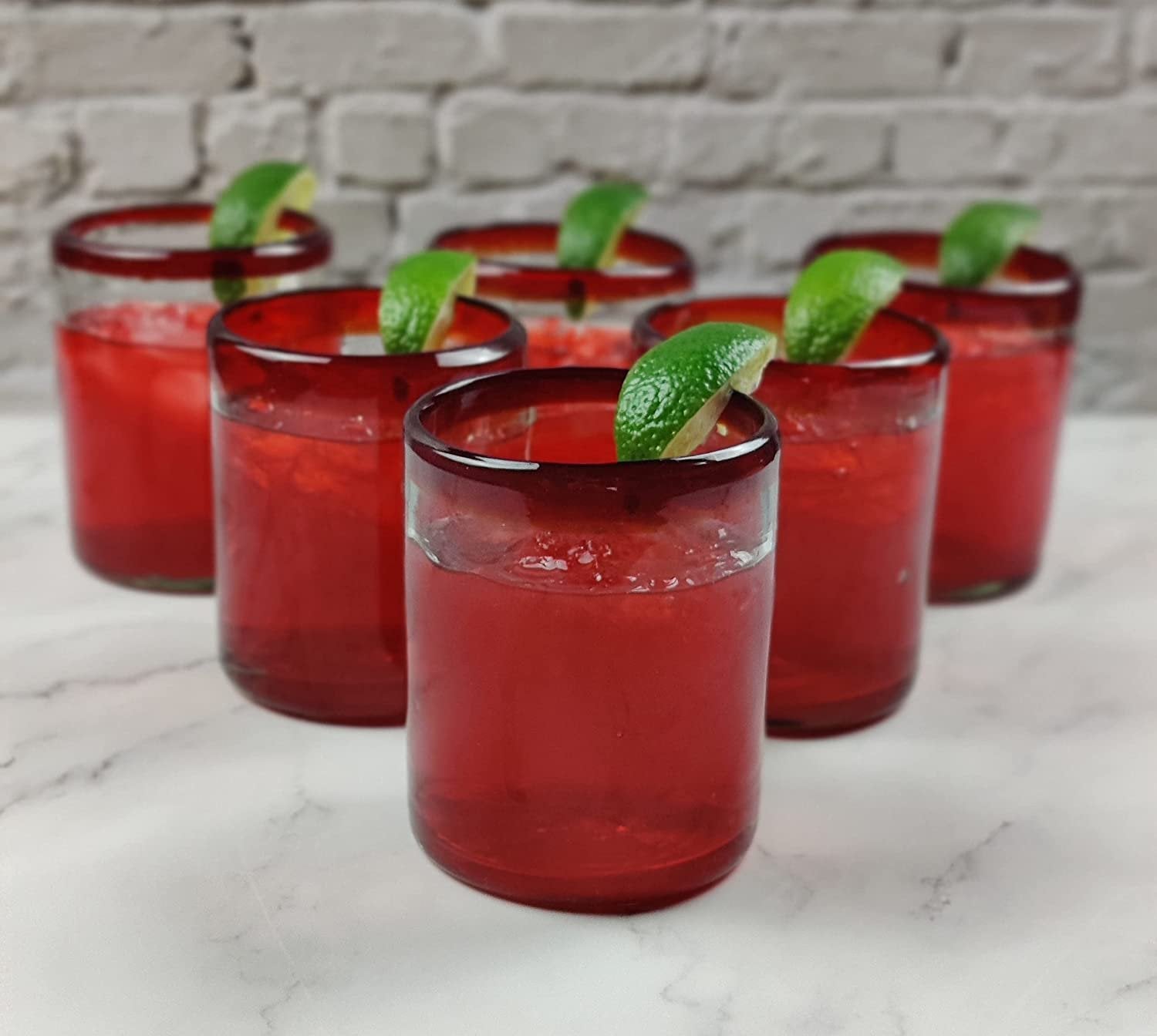 Set of 6 Tumbler Glasses with Red Rims