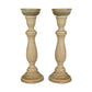 Tuli Rustic White Pillar Candleholder Set of 2