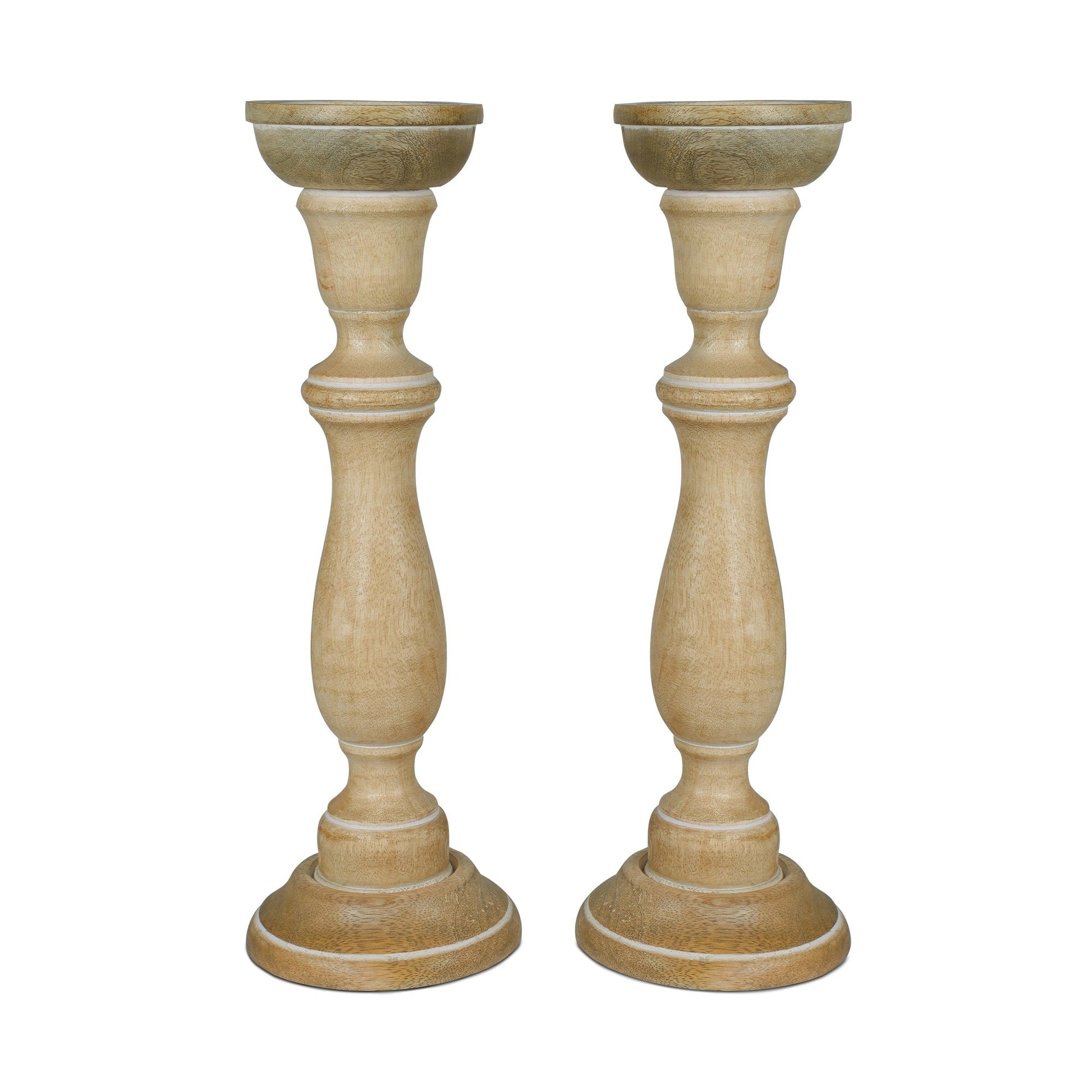 Tuli Rustic White Pillar Candleholder Set of 2