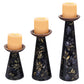 Deep Floral Pillar Candleholder Set