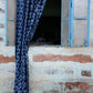 Boho Window Curtain - Blue Flowers Cotton Panel