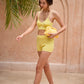 Cali Top Handle Knit Clutch in Butter Yellow