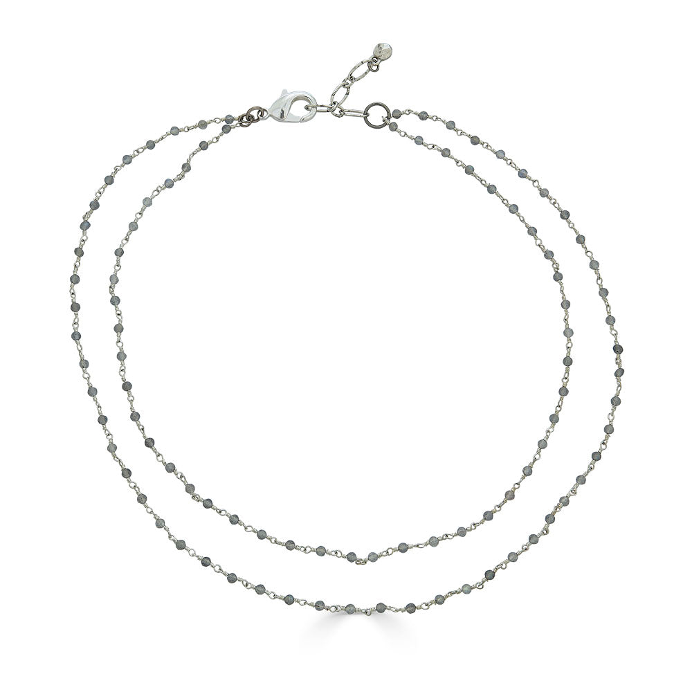 Silver Two Strand Delicate Labradorite Necklace
