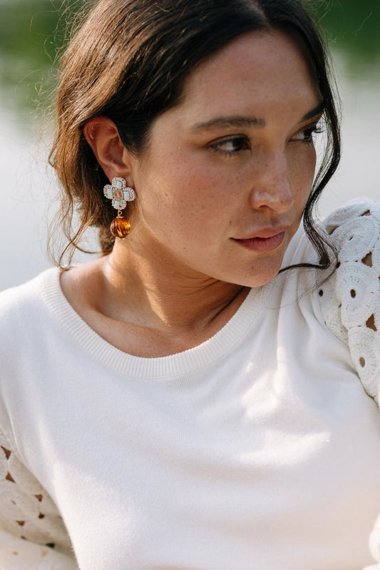 Vintage Amber Drop Earrings