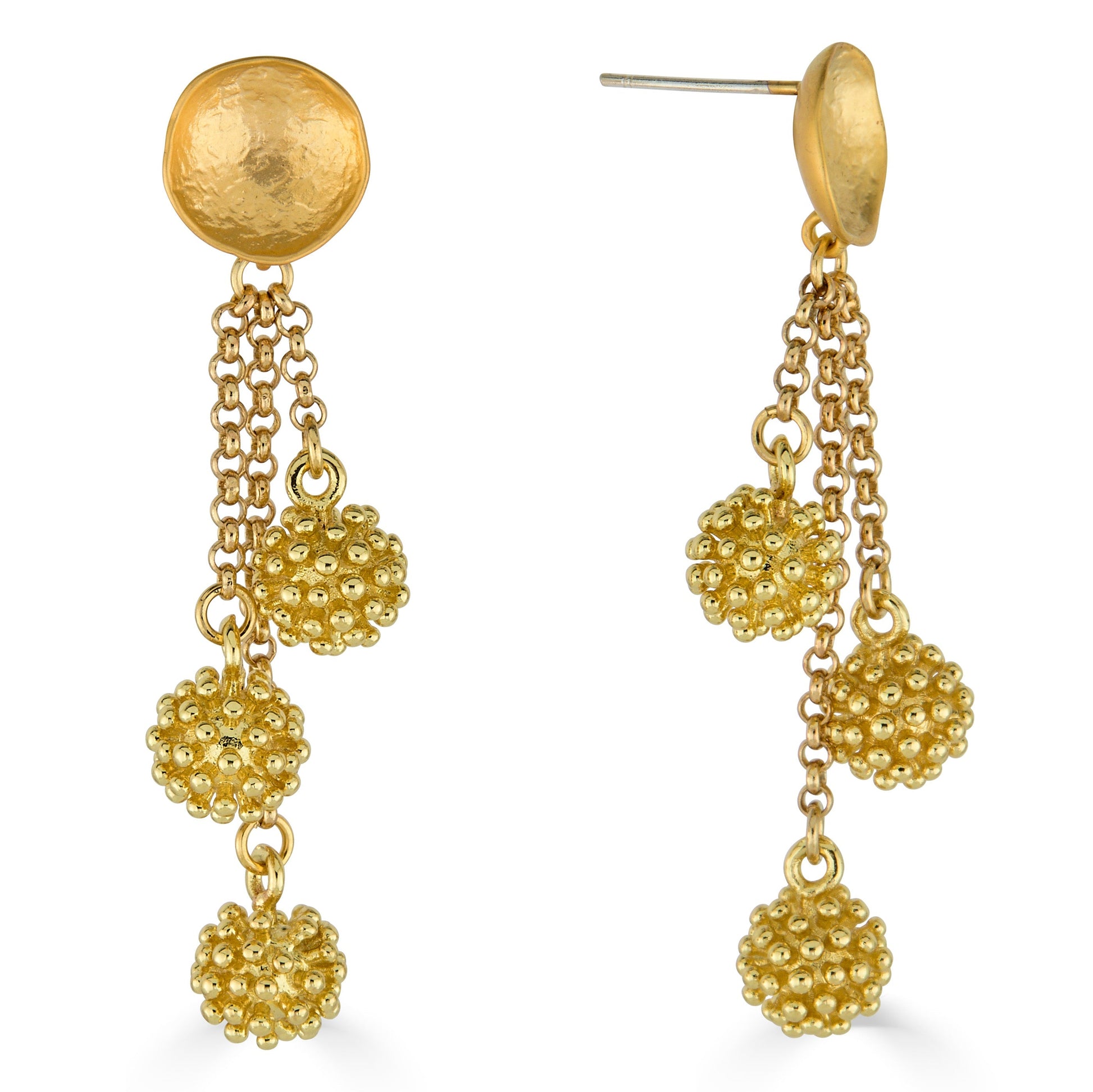 Gold Cluster Drop Earrings